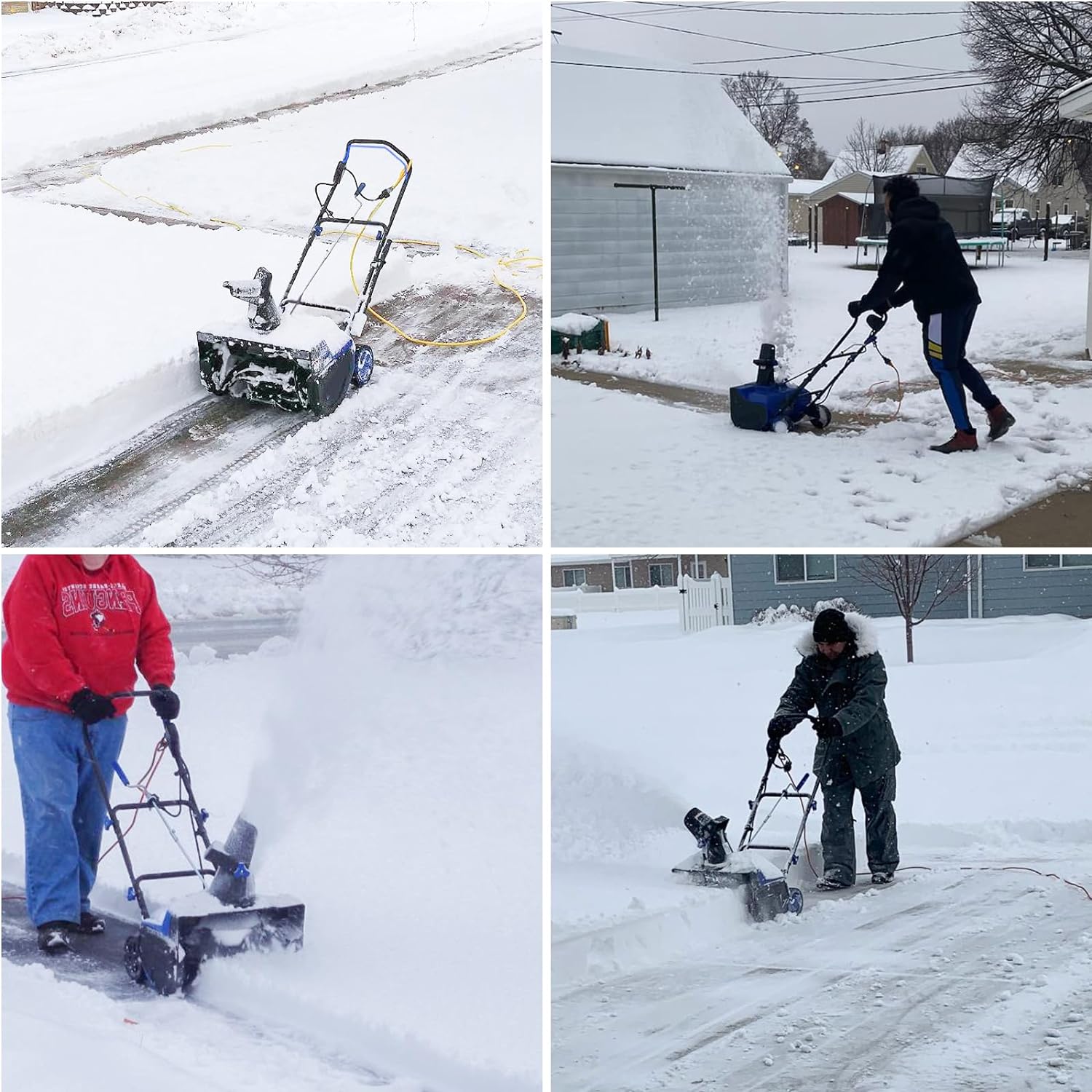 Electric Snow Blower 20 Inch 15 Amp, Corded Snowblower with Dual LED Headlights and 180° Rotating Chute, Walk-Behind Snow Thrower for Driveway, Walkway